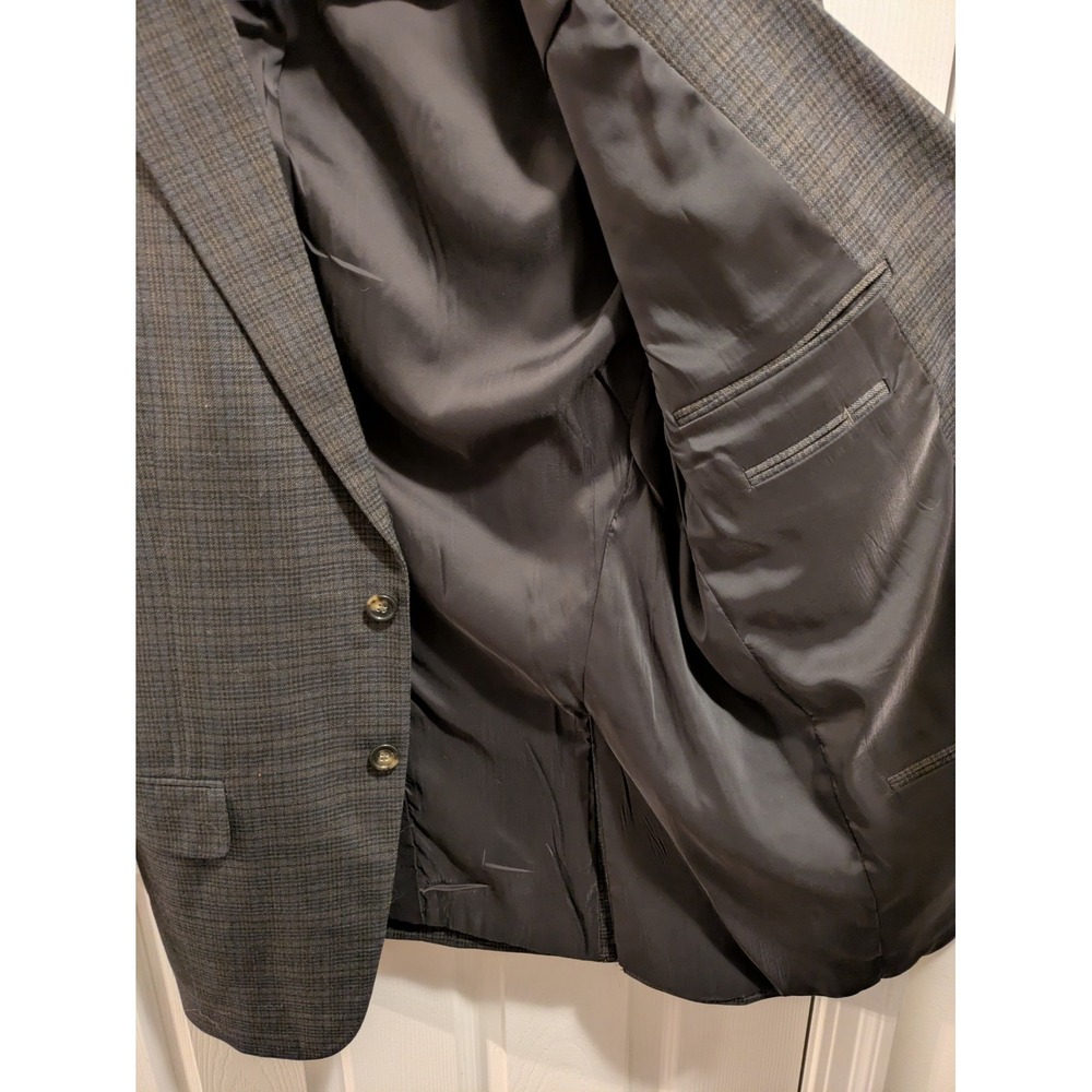 Jos A Bank Blazer Traditional Fit 42R Blue Gray Check Wool Sport Jacket - Picture 10 of 14